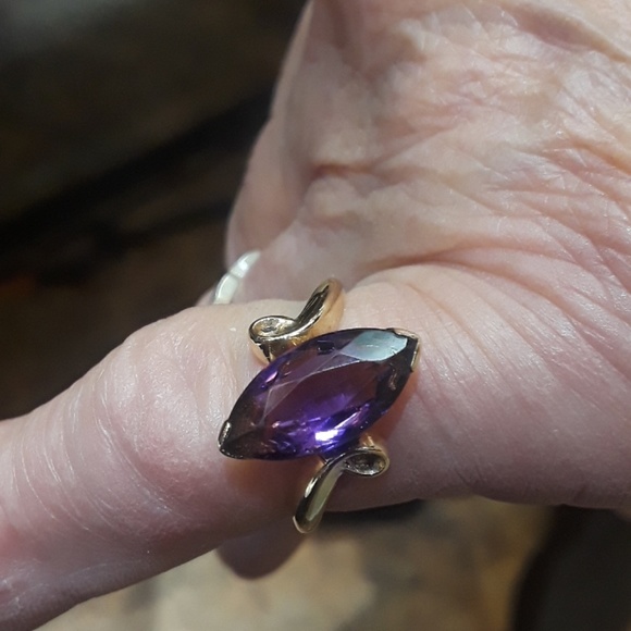 14k genuine Marquise amethyst ring